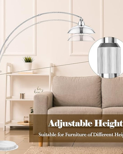 Modern 77" Arc Floor Lamp - Adjustable Sliver Standing Lamp for Living Room, Rotatable Arch Metal Pole Task Lamp Over The Couch, Adjustable Tall Lamp for Bedroom Office Home Brushed Nickel - LeafyLoom