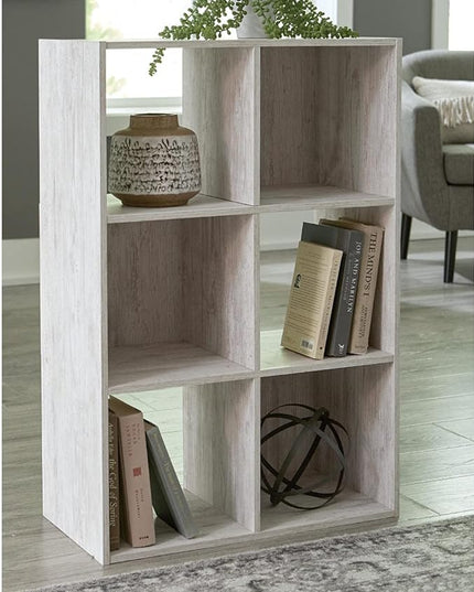 Signature Design by Ashley Paxberry Coastal 6 Cube Storage Organizer or Bookcase, Whitewash - LeafyLoom