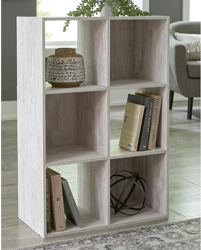 Signature Design by Ashley Paxberry Coastal 6 Cube Storage Organizer or Bookcase, Whitewash - LeafyLoom