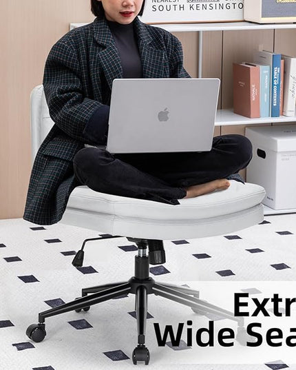 Armless Office Chair with Wheels Wide Desk Chair Leather Mid Back Accent Chair Padded Swivel Vanity Chair for Girl Women Computer Task Chair for Home Office (Suede Fabric, Light Grey) - LeafyLoom