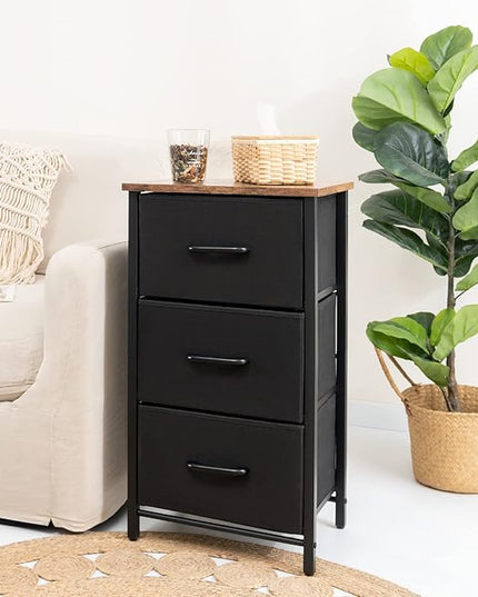 Yoobure Nightstand with 3 Fabric Drawers, Storage Drawers Small Dresser for Bedroom, Night Stands Bedside Tables Closet Drawers Dressers & Chests Organizer Unit Fabric Dresser for Hallway College Dorm - LeafyLoom
