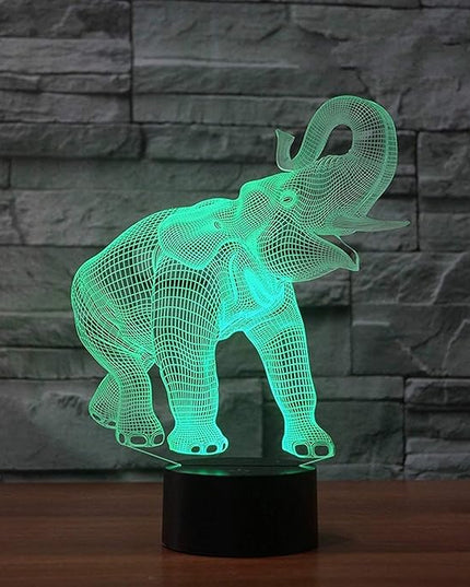3D Elephant Night Light USB Powered Remote Control Touch Switch Decor Desk Optical Illusion Lamps 7/16 Color Changing Lights LED Lamp Xmas Home Brithday Children Kids Decor Toy Gift - LeafyLoom