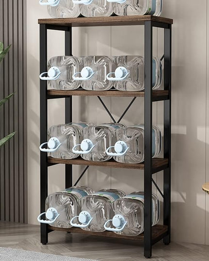 4 Tier Bookshelf, Solid Wood Bookcase Shelf Storage Organizer, Vintage Storage Rack with Open Shelves Rustic Standing Bookshelves for Living Room,Bedroom Rustic Brown(AY01-4tier) - LeafyLoom