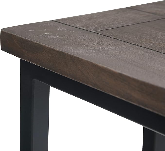 SIMPLIHOME Skyler SOLID MANGO WOOD and Metal 18 Inch Wide Rectangle C Side Table in Walnut Brown, Fully Assembled, For the Living Room and Bedroom - LeafyLoom