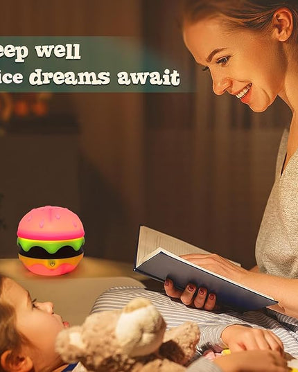 Cute Desk Lamp for Kids, Hamburger Girls Small Desk Lamps Rechargeable with Dimmable Touch Adjustable Neck, Kawaii Desk Lamp Night Lights,Girl Desk Accessories Kawaii Room Decor for Kid Gifts - LeafyLoom