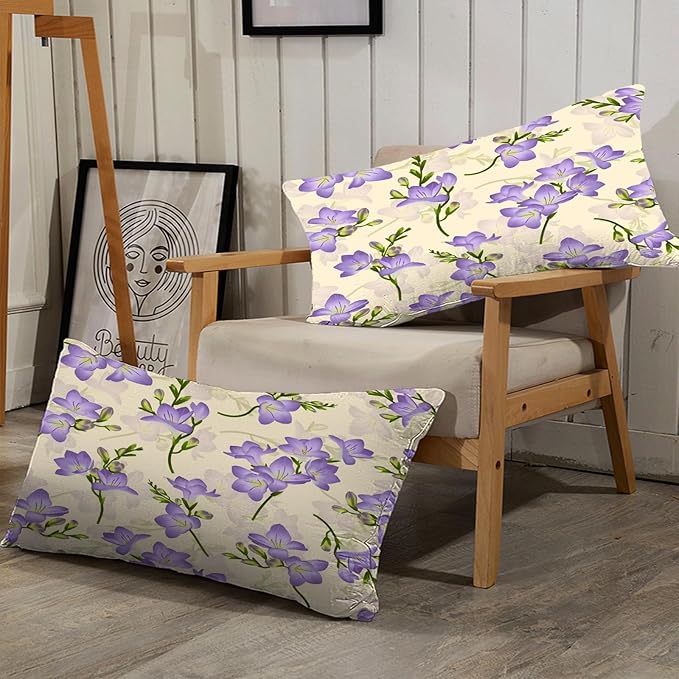 kxry Purple Flower Comforter Sets Bedding Sets Full Size Comforter Set for Girls Women Kids 1 Comforter + 2 Pillow Case - LeafyLoom