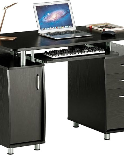 Techni Mobili 47.25" Ergonomic Computer Drawers & File Cabinet for Home Office Storage, Espresso Writing Desk, ONE SIZE - LeafyLoom