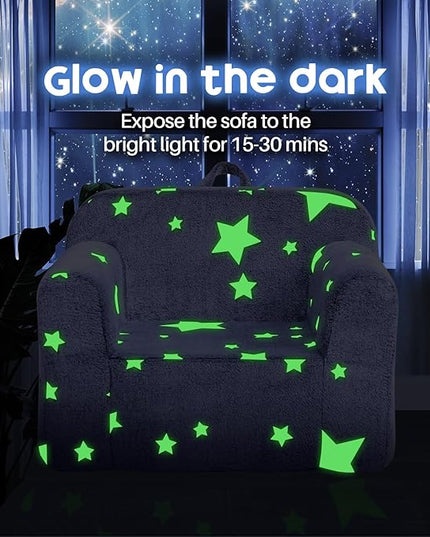 ALIMORDEN Kids Ultra-Soft Snuggle Foam Filled Chair, Single Cuddly Sherpa Reading Couch for Boys and Girls,Star - LeafyLoom