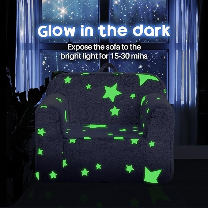 ALIMORDEN Kids Ultra-Soft Snuggle Foam Filled Chair, Single Cuddly Sherpa Reading Couch for Boys and Girls,Star - LeafyLoom