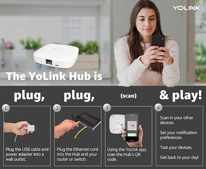 YoLink LoRa Smart Door Sensor Starter Kit: - 1/4 Mile Open-Air Range, Door Left-Open Reminders,5 Years Battery Life, SMS/Text, Email & App Alerts, Alexa, IFTTT, Home Assistant YoLink