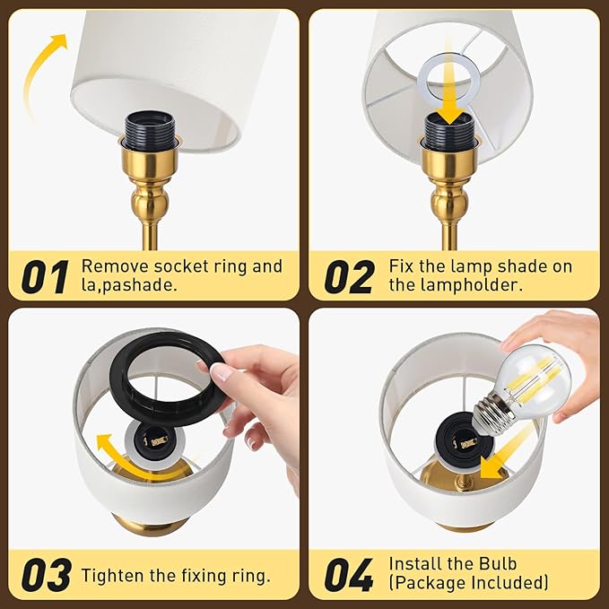 Cordless LED Table Lamp, 6000mAh Rechargeable Bedside Night Lamp for Bedroom, Portable Touch Stepless Dimmable Battery Operated Lamp, Ambient Light for Patio Restaurant(‎Antique Brass H) - LeafyLoom