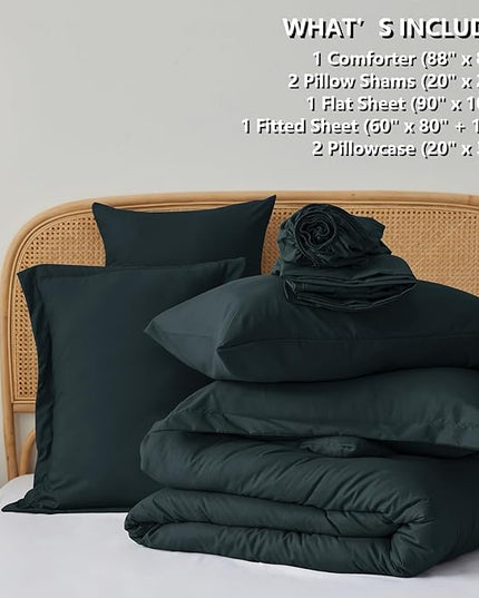 Queen Bed in a Bag 7 Pieces Bedding Comforter Set with Comforter and Sheets Navy Blue Queen Comforter Set with Sheets,Pillow Shams, Flat Sheet, Fitted Sheet and Pillowcases - LeafyLoom
