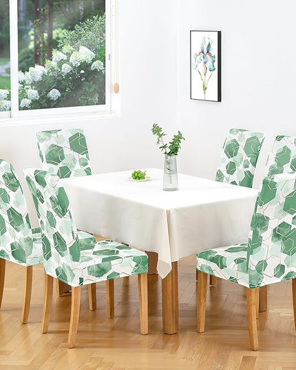 Gibelle Dining Room Chair Covers Set of 6, Soft Stretch Kitchen Chair Covers Slipcover Protector, Removable Washable Geometric Parson Chair Covers 6 Pack, Dark Cyan Gibelle