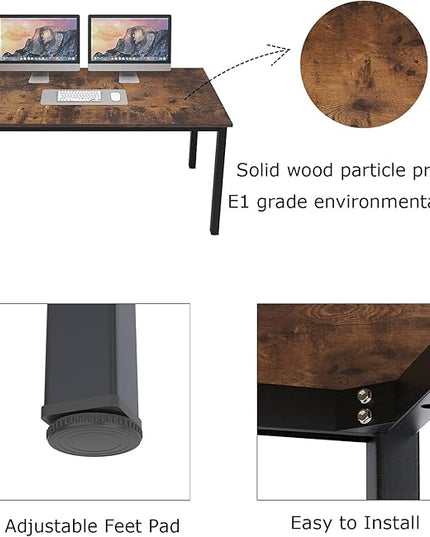 sogesfurniture Large Computer Desk - 62.9 inches Modern Simple Style Office Desk Computer Desk Gaming Desk Computer Table Sturdy Writing Workstation for Home Office, Brown - LeafyLoom