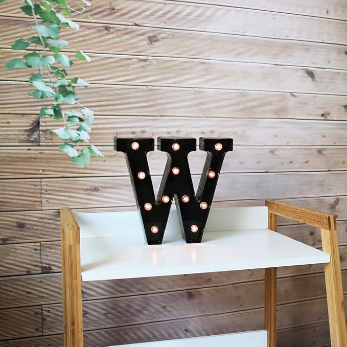 Light Up Black Alphabet Marquee Letters Sign LED Marquee Number Lights Sign for Night Light Home Bar Christmas Lamp Birthday Party Wedding Decoration W - LeafyLoom