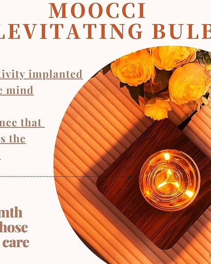 Levitating Bulb Lamp Magnetic Floating Light Desk Lamp Night Light, 360 Degree Wireless Automatic Rotating Light for Gifts Home Office Decor Desk Tech Toys (Square-Dark Brown Base) - LeafyLoom