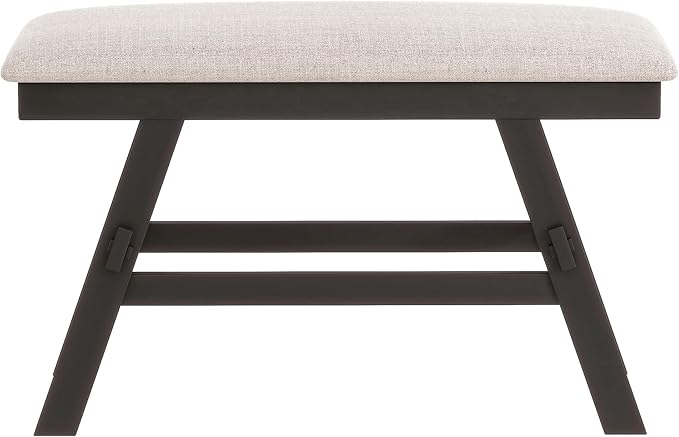 6-Piece Rustic Counter Height Dining Complete Kitchen Table Set with Storage Shelf, Bench, and 4 Upholstered Chairs, Espresso+Beige Cushion, 1 - LeafyLoom