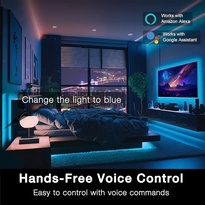 DAYBETTER Smart WiFi Led Lights, Tuya App Controlled, Work with Alexa and Google Assistant, Timer Schedule, RGB Strip Color Changing Décor for Bedroom Party Kitchen, 50ft DAYBETTER