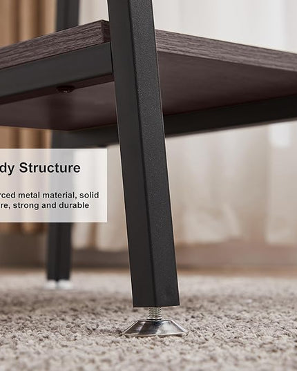 VECELO 43 Inch Computer Desk Writing Study Work Office Table Modern desk with shelves wooden desk for Home Bedroom,Brown Desk - LeafyLoom