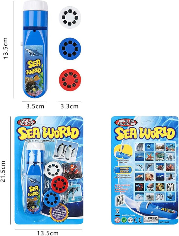 Georgie Porgy Children Projector Toys Educational Science Set Wall Ceiling Tent Torch Flashlight for Kids Gifts for Boys Girls (Sea Animal) - LeafyLoom