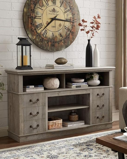 NicBex TV Stand for 65 Inch TV Modern TV Media Console Table with Open and Closed Storage Space,Entertainment Center with Storage for Living Room,60 Inch,Light Grey - LeafyLoom