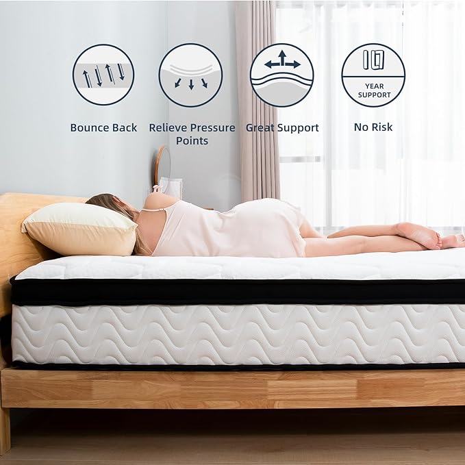 Full Size Mattress | 10 Inch Hybrid Mattresses Full in a Box | Medium Firm Memory Foam and Individual Pocket Springs | Fiberglass Free Bed Matress | Breathable | CertiPUR-US - LeafyLoom