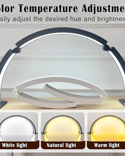 Half Moon Nail Desk Lamp 29.5In, Foldable Half Moon Nail Desk Light with Phone Stand, 48w LED Manicure Lamp, 3 Brightness Settings, Arch Light for Nail Techs, for Nails, Beauty, Crafts, Tattoo (White) - LeafyLoom