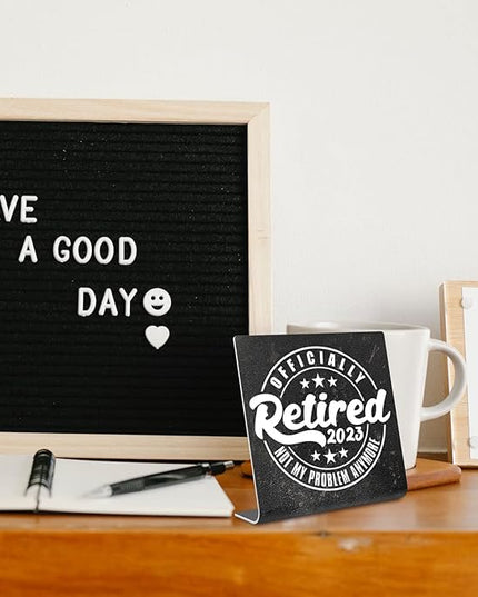 Officially Retired Office Desk Decor, Retirement Gifts For Women, Men, Coworker, Decoration On Shelf Table Desk for Living Room Office Bedroom Retired Teacher Nurse or Social Worker Gift dksg4 - LeafyLoom