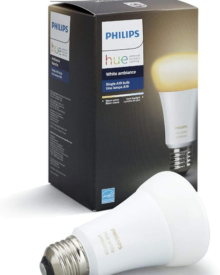 Philips - Hue White Ambiance A19 Wi-Fi Smart LED Bulb - California Residents - White (Hue Hub Required) Philips