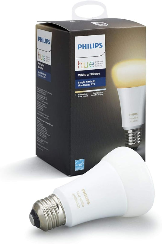 Philips - Hue White Ambiance A19 Wi-Fi Smart LED Bulb - California Residents - White (Hue Hub Required) Philips