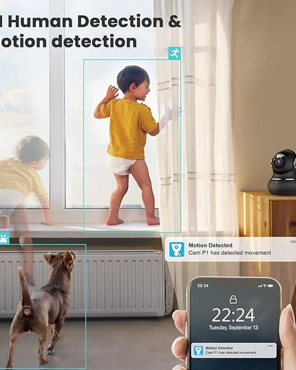 litokam 5ghz Indoor Security Camera, 5MP Cameras for Home Security with 5G/2.4G Dual-Band, Pet Cam with Phone App, AI Motion/Cry Detection, 360 Auto Tracking, Night Vision, Support NVR/Alexa litokam