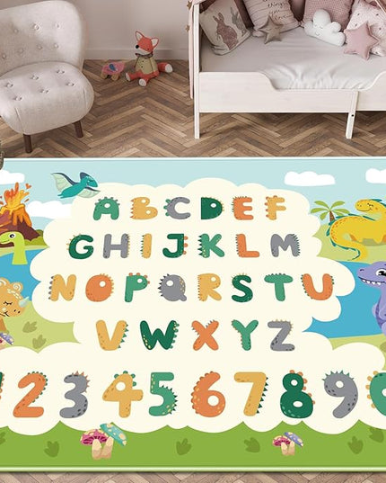 Kids Rug for Playroom,78.7 X 59 Inch Dinosaur Kids Play Mat ABC Classroom Rug,Non-Slip Cute Alphabet Rug Soft Kids Floor Mats Carpet,Toddler Baby Playroom Mat for Kids Room Classroom Playroom - LeafyLoom