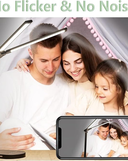 Desk Lights for Home Office - LED Desk Lamp with Night Light, Office Desk Lamp with Memory Function, 5CCT Brightest Workbench Office Lighting, Dimmable Modern Desk Lamp for Monitor Studio Reading - LeafyLoom