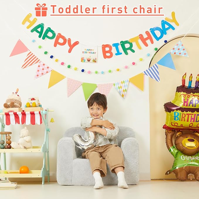 Toddler First Chair, Baby Chairs Comfy Toddler for Boys and Girls for Ages 18 Months and Up, Fits Any Decor (Grey) - LeafyLoom