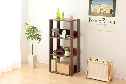 IRIS USA 3-Tier 16" Medium Open Wooden Bookshelf with Adjustable Shelves, Easy Assembly Bookcase Farmhouse Shelf for Small Spaces Bedroom Office Living Room Indoor, Brown - LeafyLoom