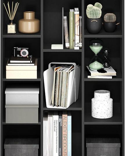 Furinno Luder 11-Cube Reversible Open Shelf Bookcase, Blackwood - LeafyLoom