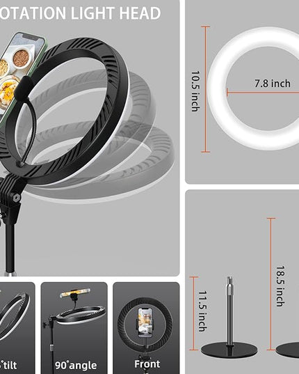 Video Conference Lighting for Laptop Computer, 10.5'' Selfie Ring Light with Stand and Phone Holder for Remote Working, Zoom Meeting Calls, Webcam Lighting, Live Streaming, Video Recording - LeafyLoom