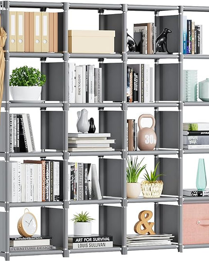 Mavivegue 20 Cube Book Shelf, Storage Organizer, Large DIY Bookcase, Metal Cube Bookshelf, Cubbies Closet Storage Organizer Shelves for Bedroom,Living Room,Home,Office - LeafyLoom