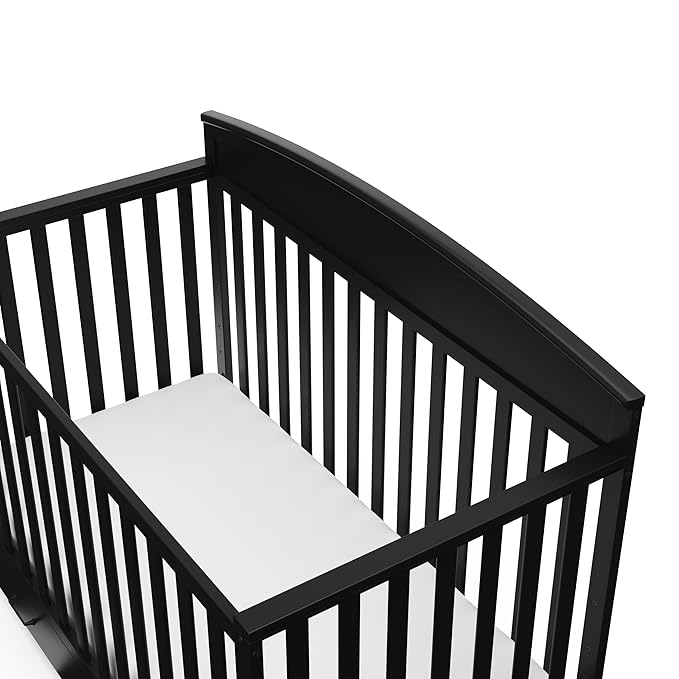 Graco Benton 5-in-1 Convertible Crib with Drawer (Black) - Converts from Baby Crib to Toddler Bed, Daybed and Full-Size Bed, Fits Standard Full-Size Crib Mattress, Adjustable Mattress Support Base - LeafyLoom