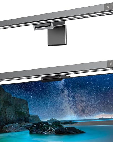 Monitor Light Bar, Computer Monitor Lamp for Eye Caring LED Stepless Dimming Screen Light Bar, Touch Control Desk Lamp for Desk/Office/Home/Game, Silver Gray - LeafyLoom