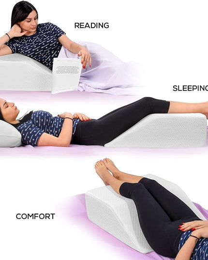 Ebung Memory Foam Leg Elevation Pillows- Leg Support Pillow to Elevate Feet, Leg Pillows for Elevation Blood Circulation, Leg Swelling Relief, Sciatica Pain Relief, Back Pain- Leg Wedges for Elevation - LeafyLoom