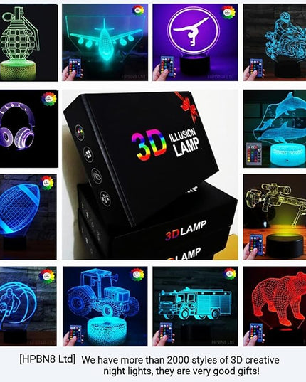 3D Elephant Night Light USB Powered Remote Control Touch Switch Decor Desk Optical Illusion Lamps 7/16 Color Changing Lights LED Lamp Xmas Home Brithday Children Kids Decor Toy Gift - LeafyLoom
