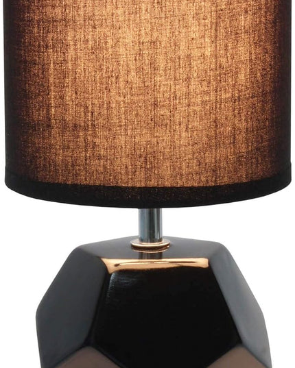 Simple Designs LT2065-BLK Round Prism Mini Table Lamp with Matching Fabric Shade, Black (Pack of 24) - LeafyLoom