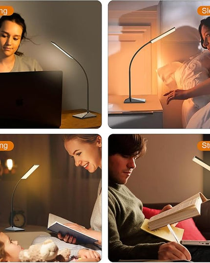 RAOYI LED Desk Lamp, 12W Dimmable Table Lamp Eye-Caring Reading Light with USB Charging Port, Touch Control, 5 Lighting Modes and 6-Level Brightness for Home Office Bedrooms (Black) - LeafyLoom