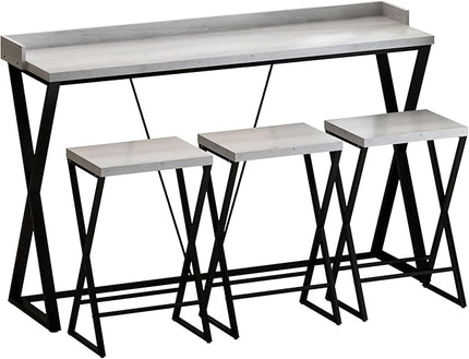 NicBex Kitchen Table Set Dining Room Set Modern Design Kitchen Dining Table, Pub Table with X-Shaped Table Legs, Long Dining Table Set with 3 Stools, Easy Assemble, Gray - LeafyLoom