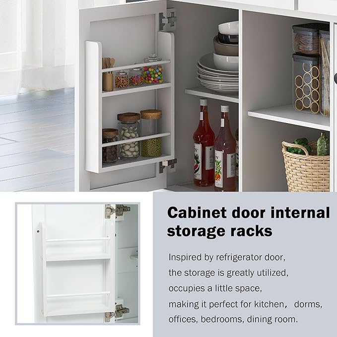 Kitchen Island with Storage, Rolling Table on Wheels w/Drop-Leaf Countertop,Internal Racks, Cabinet, 3 Drawers for Dinning Room, Rubber Wood Contertop - LeafyLoom
