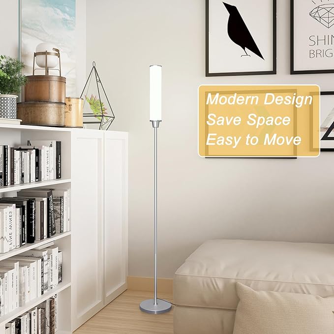 Floor Lamp with Remote Control,Bright Floor Lamps for Living Room/Bedroom/Office, Stepless Adjustable 3000K-6000K Colors and 10-100% Brightness,Standing Light with Foot Switch (nickel) - LeafyLoom