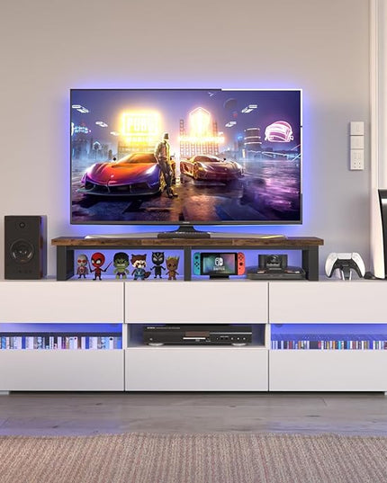 45" Large TV Riser for 32-60 inch TV, TV Riser Stand Shelf with Steel Legs,Tabletop TV Stand Riser for Home Office,Rustic Brown - LeafyLoom