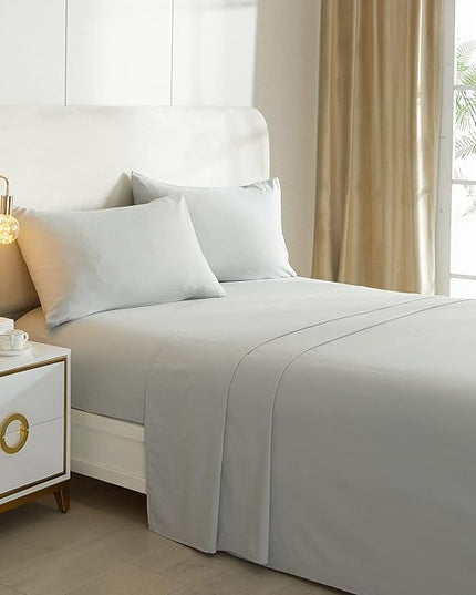 Luxury Soft King Size Sheet Set - Breathable & Cooling Sheets - Hotel Quality Bed Sheets King - Extra Soft - Deep Pockets 16 Inch - Easy Fit - 4 Piece Set - Wrinkle Free King Sheets,Light Grey - LeafyLoom