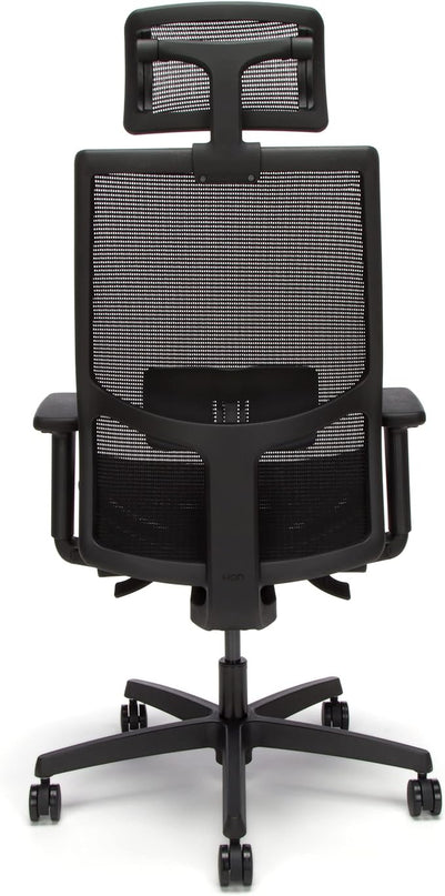 HON Ignition 2.0 Ergonomic Mesh Office Chair with Headrest - High Back Computer Desk Chair Adjustable Lumbar Support, Armrests, Seat-Depth, Synchro-Tilt Recline, 360 Swivel Rolling Wheels – Black - LeafyLoom